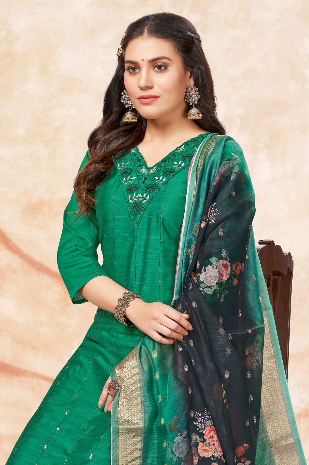 Pranchi By Hirwa Slub Silk Designer Kurti With Bottom Dupatta Wholesale Suppliers In mumbai
